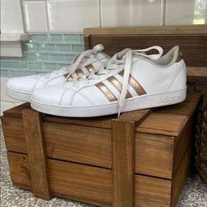 Adidas Women's White and Rose Gold Sneakers